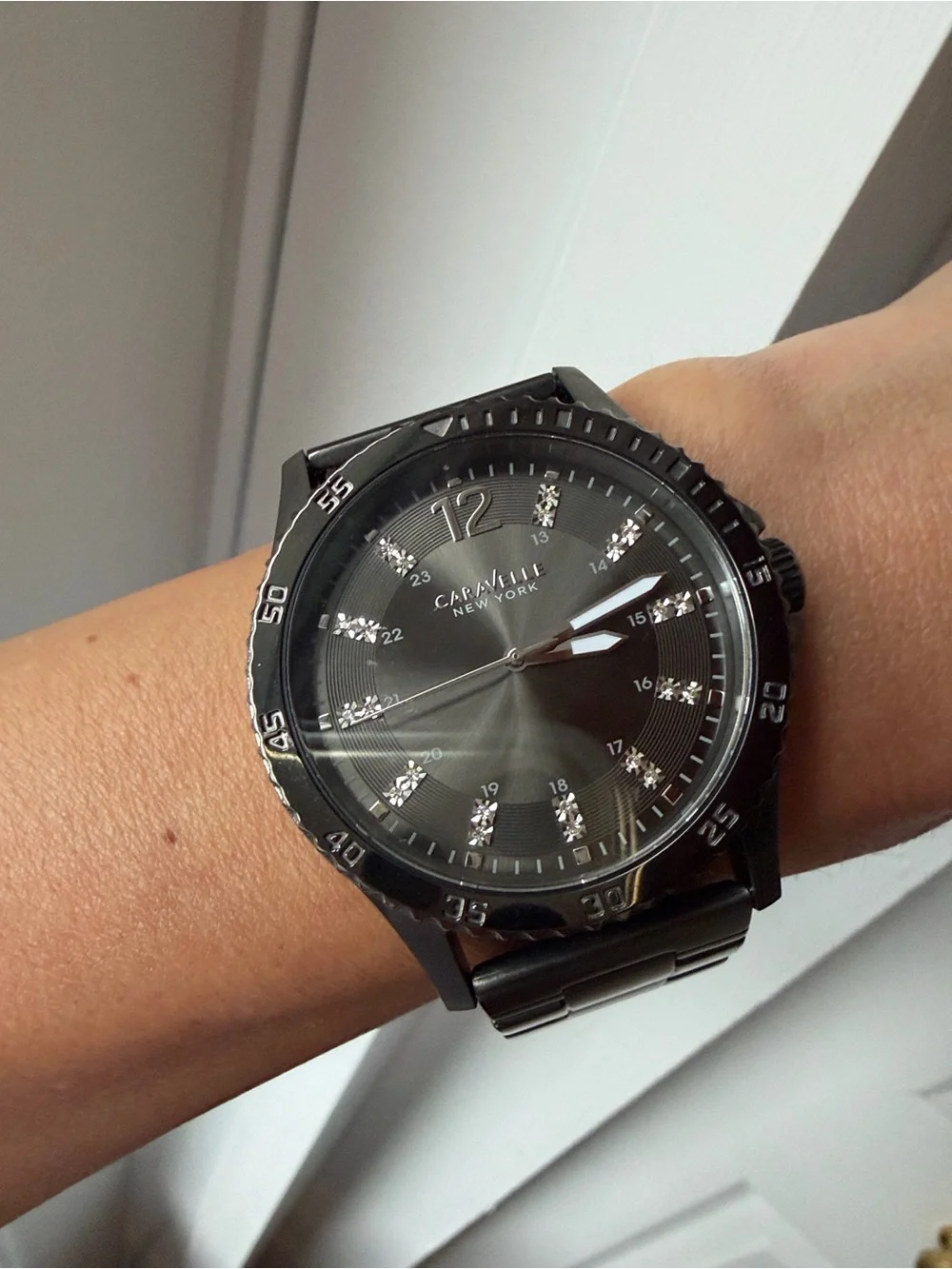 Caravelle New York Men's Black Stainless Steel Dress Watch